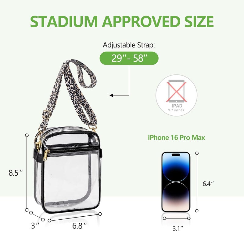 MAYTREE Clear Purse Stadium Approved with Adjustable Strap, 8.5”x6.8”x3” Clear Bag for Stadium Events, Concerts, Work - Image 2
